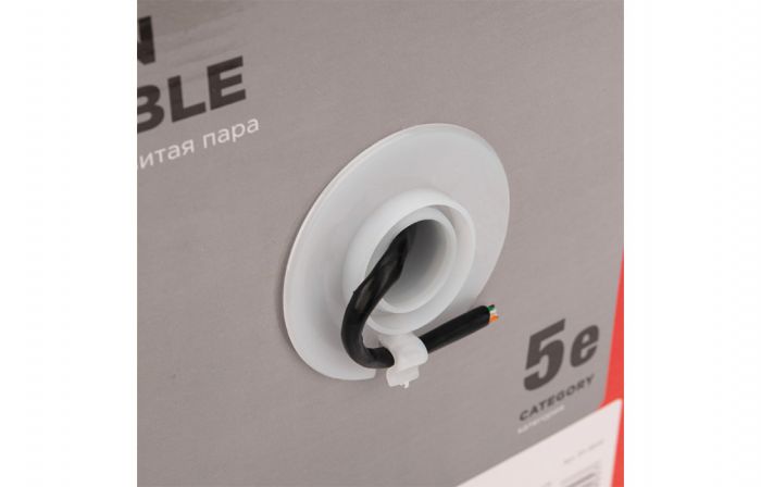 01-0045 Кабель витая пара U/UTP, CAT 5e, PE, 4PR, 24AWG, OUTDOOR, SOLID, черный, 305м, REXANT