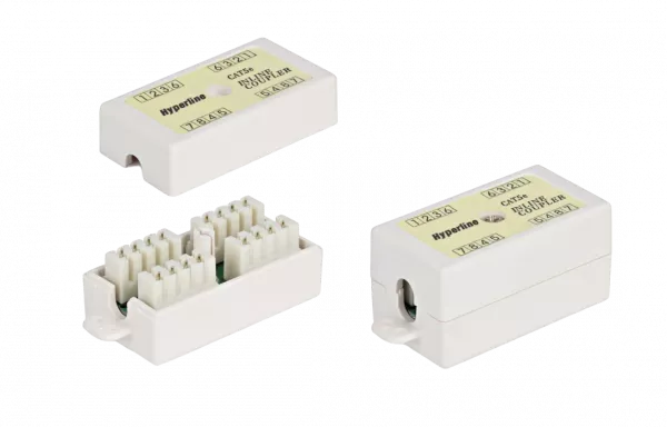 23533 Hyperline CA-IDC-C5e-WH Проходной адаптер (coupler), Dual IDC, категория 5e, 4 пары