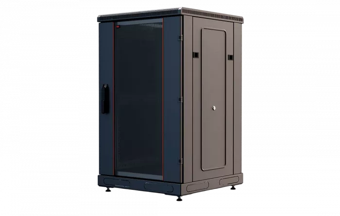 Шкаф телекоммуникационный напольный 19",18U(600x1000), ШТ-НП-М-18U-600-1000-С-Ч, передняя дверь стекло, черный ССД