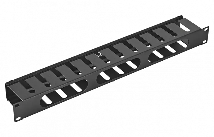 Органайзер кабельный горизонтальный с крышкой ОКГК-19"-1U-Ч чёрный ССД