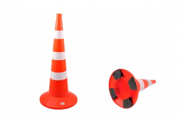 Конус сигнальный КС 3.6.0 с 3 комбинированными полосами и утяжелителем