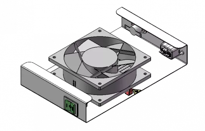Вентиляторный модуль потолочный для ШКТ-НВ/НВ2-6U, 1 вентилятор с термодатчиком без шнура питания 35С ВМ-1П ССД