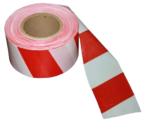 ЛО Лента оградительная штриховая 75мм 100м "Зебра", красно-белая