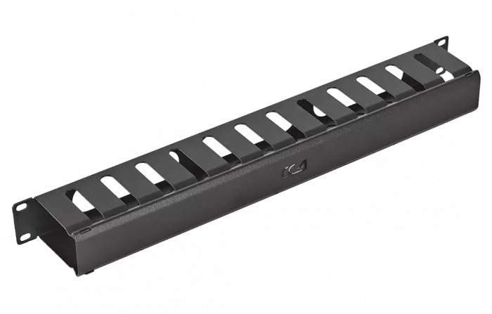 Органайзер кабельный горизонтальный с крышкой ОКГК-19"-1U-Ч чёрный ССД