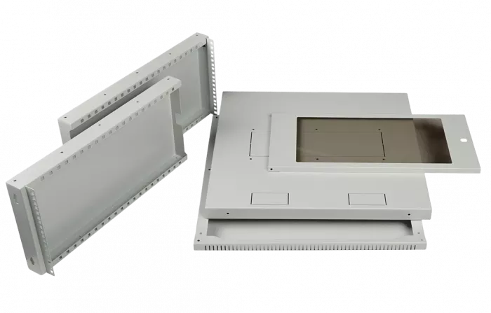 Шкаф телекоммуникационный настенный разборный со съемными боковыми стенками 19”,12U(600x450), ШТ-НСрМ-12U-600-450-С дверь стекло ССД