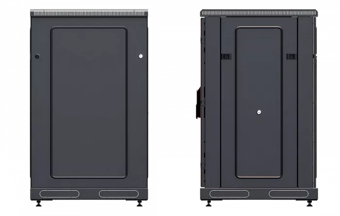 Шкаф телекоммуникационный напольный 19",18U(600x1000), ШТ-НП-М-18U-600-1000-С-Ч, передняя дверь стекло, черный ССД