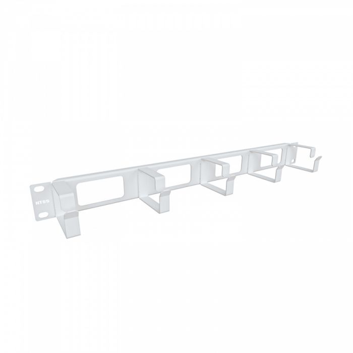 Организатор кабельный горизонтальный NTSS, крепление 19 1U с окошками, 5 колец глубиной 65мм, металл, серый RAL 7035