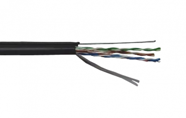 LC3-C5E04-359 ITK Каб. F/UTP кат.5E 4х2х24AWG, LDPE трос 1,2мм, 305м чер.