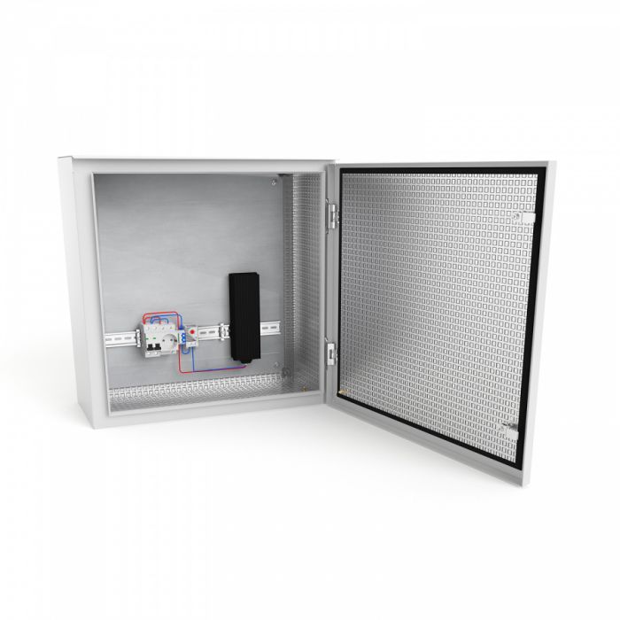 Шкаф настенный климатический NTSS WT 6U (ШхВхГ) 600x400x350 мм, 4 профиля 19, с обогревом 100W, IP55, серый RAL 7035