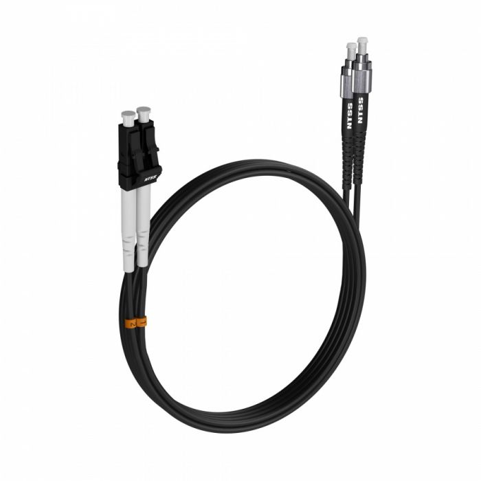 Шнур оптический NTSS dpc LC/UPC-FC/UPC 9/125 3.0мм 1м черный LSZH (патч-корд)