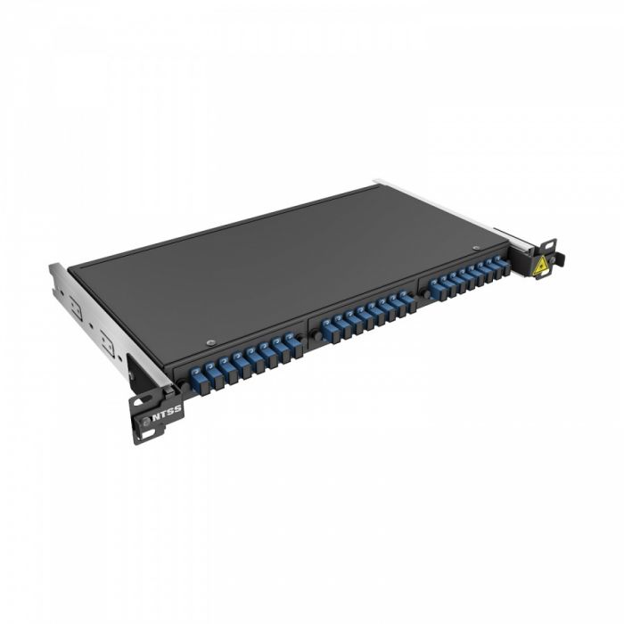 Кросс 19" NTSS PREMIUM выдвижной, предсобранный 1U, 24 порта SC/UPC, 9/125 мкм, черный