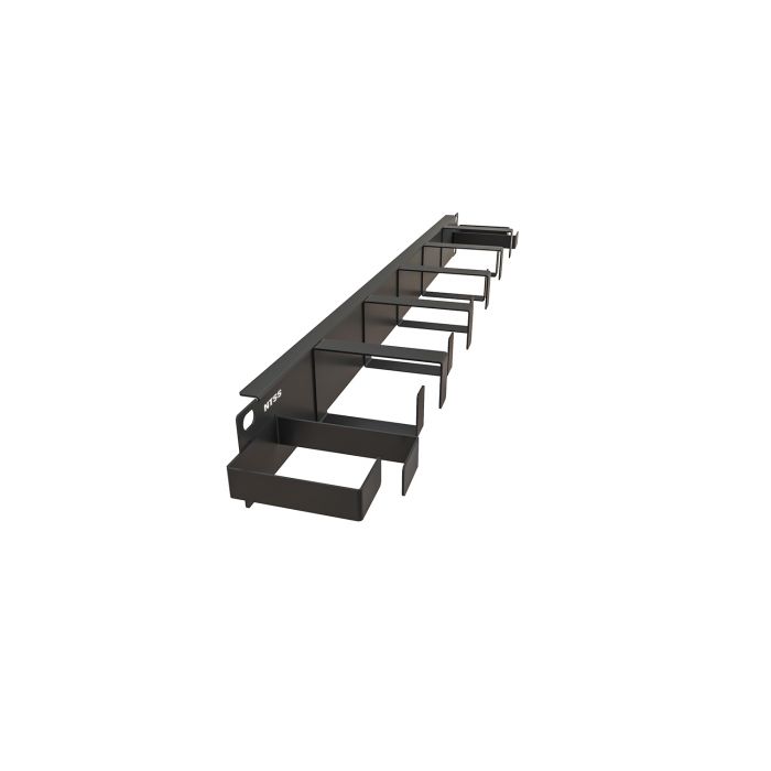 Горизонтальный кабельный органайзер 19", 1U, 7 колец глубиной 65 мм, металл, RAL 9005