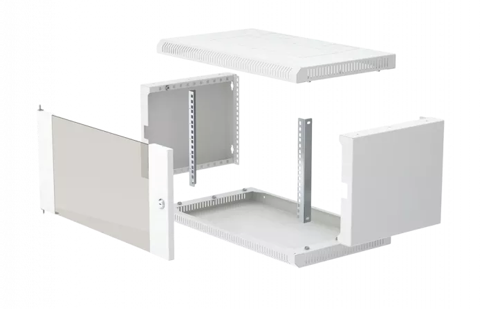 Шкаф телекоммуникационный настенный разборный 19”,6U(600x550), ШТ-НСр-6U-600-550-С дверь стекло ССД