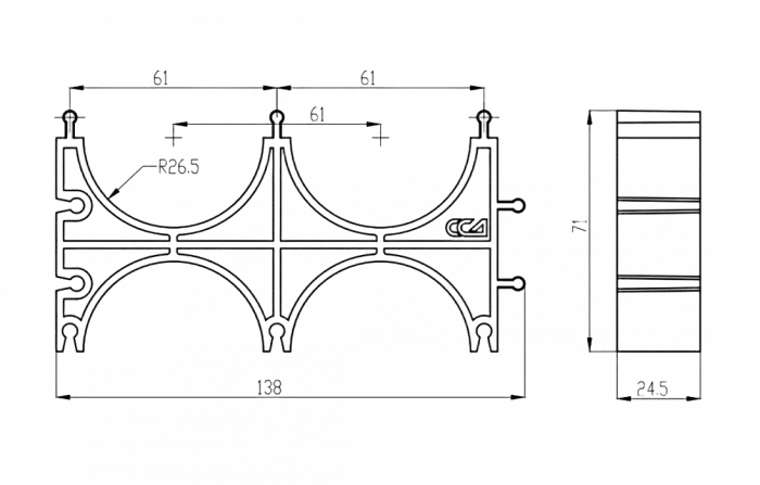 Кластер ССД-Пайп OD 50 мм  двойной