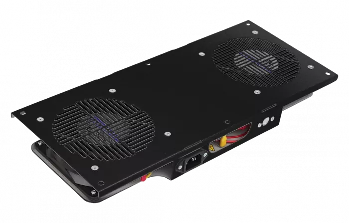 Вентиляторный модуль , 2 вентилятора с термодатчиком 35С ВМ-2-19"-Ч черный ССД