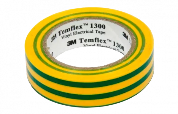 7100080346 Temflex 1300, желт-зел, универсальная изоляционная лента, 19мм х 20м х 0,13мм