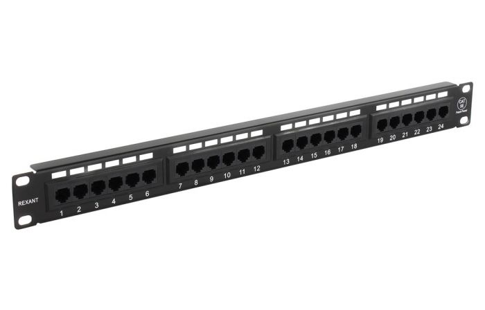 04-0021 REXANT Патч-панель 19", 1U, 24 порта RJ-45, категория 5e