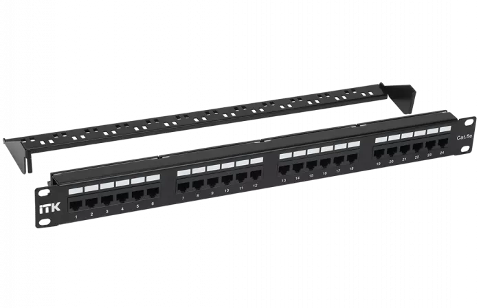 PP24-1UC5EU-D05-1 ITK 1U патч-панель кат.5Е UTP, 24 порта (Dual) с каб.орг.