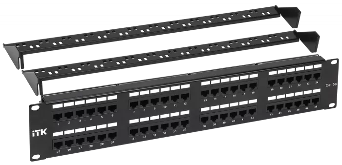 PP48-2UC5EU-D05-1 ITK 2U патч-панель кат.5Е UTP, 48 портов (Dual) с кабельным органайзером