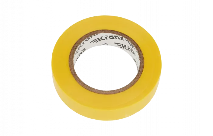 KR-09-2602 Изолента ПВХ KRANZ 15 мм х 20 м, желтая, упаковка 10 роликов