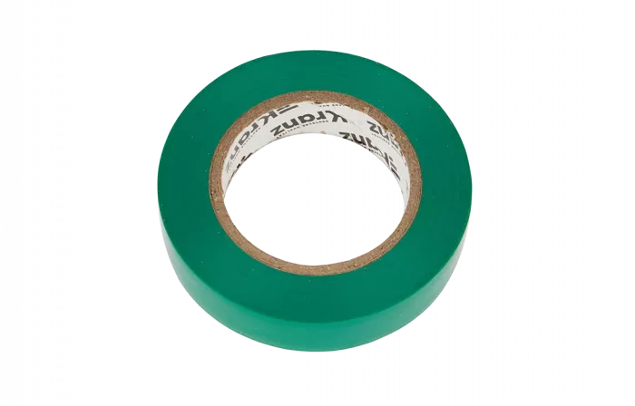 KR-09-2603 Изолента ПВХ KRANZ 15 мм х 20 м, зеленая, упаковка 10 роликов