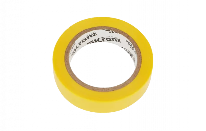KR-09-2002 Изолента ПВХ KRANZ 0.13х15 мм, 10 м, желтая упаковка 10 роликов