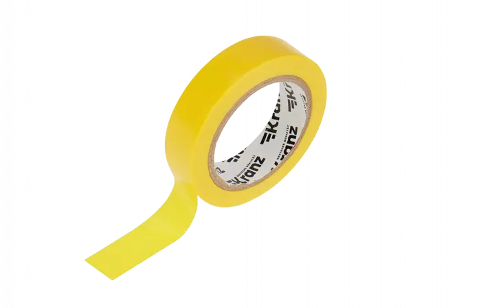 KR-09-2002 Изолента ПВХ KRANZ 0.13х15 мм, 10 м, желтая упаковка 10 роликов