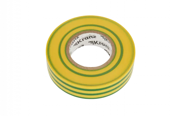 KR-09-2807 Изолента ПВХ KRANZ профессиональная, 0.18х19 мм, 20 м, желто-зеленая упаковка 10 роликов