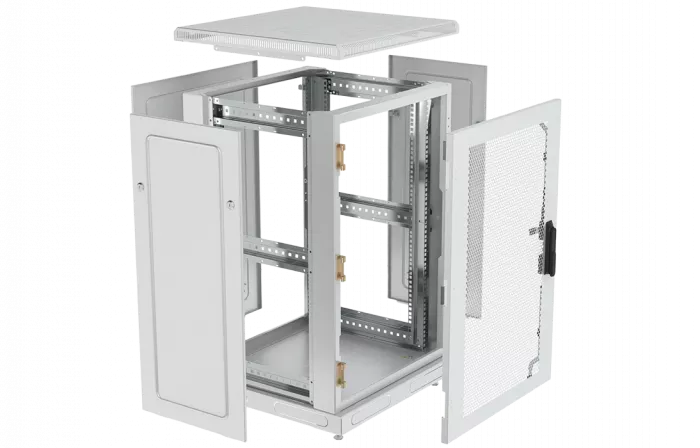 Шкаф телекоммуникационный напольный 19",24U(600x600), ШТ-НП-24U-600-600-П, передняя дверь перф ССД