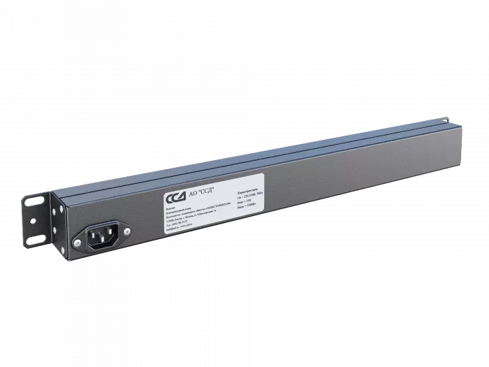 Блок розеток БР-5SCH-5C13-10А-С14 Блок розеток 19", 5 Schuko, 5 C13, максимальный ток 10А, без шнура, разъем под IEC C14