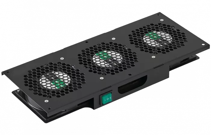 Вентиляторный модуль потолочный чёрный, 3 вентилятора с термодатчиком 35С ВМ-3П-Ч ССД