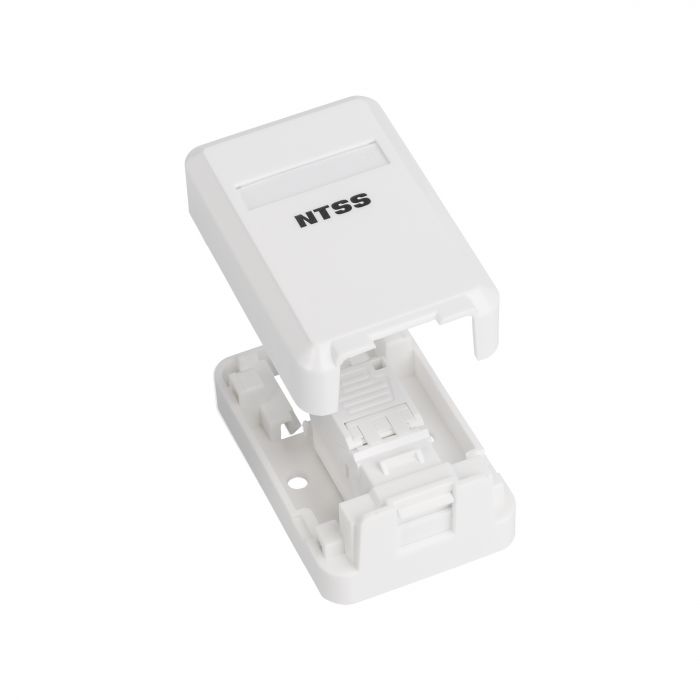 Настенная коробка NTSS PREMIUM для розеточных модулей типа Keystone 1xRJ45 со шторкой белый