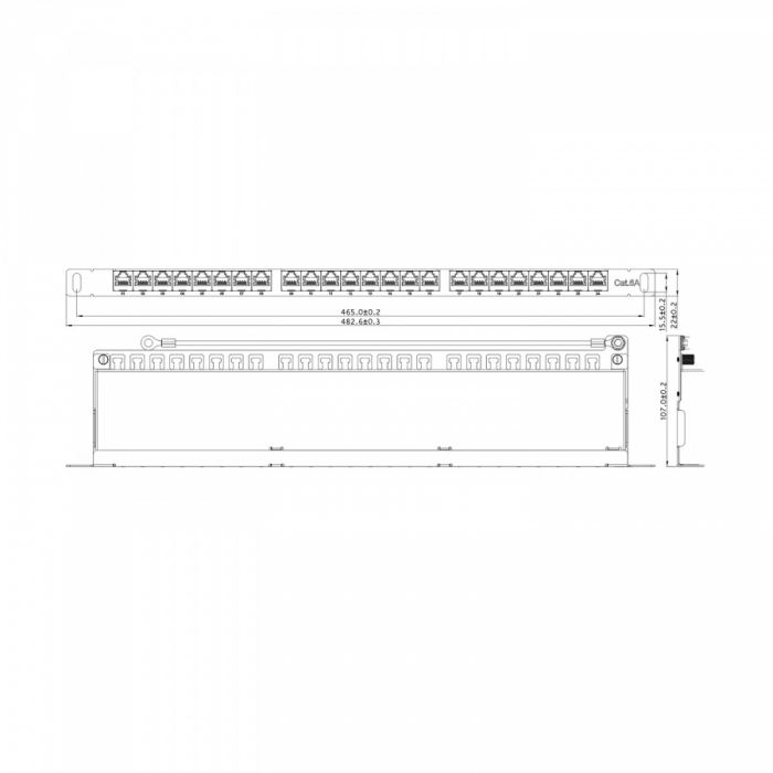 Патч-панель NTSS PREMIUM 0.5U 24 порта RJ45 FTP cat.6A, Krone IDC (инструмент в комплекте) с задним кабельным органайзером