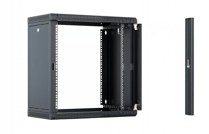 Шкаф телекоммуникационный настенный разборный со съемными боковыми стенками 19”,12U(600x650), ШТ-НСрМ-12U-600-650-С-Ч дверь стекло черный