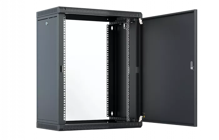 Шкаф телекоммуникационный настенный разборный со съемными боковыми стенками 19”,18U(600x350), ШТ-НСрМ-18U-600-350-М-Ч дверь металл черный