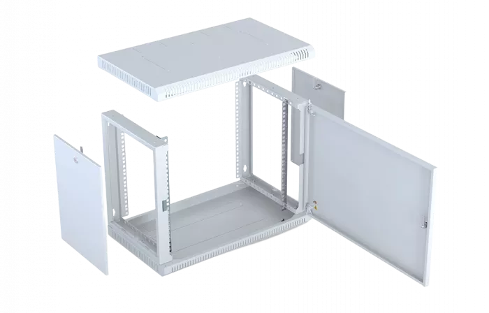 Шкаф телекоммуникационный настенный разборный со съемными боковыми стенками 19”,9U(600x350), ШТ-НСрМ-9U-600-350-М-Ч дверь металл черный