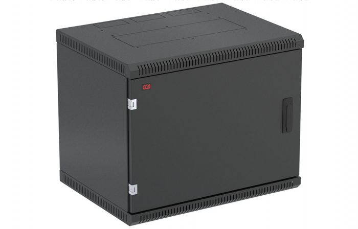 Шкаф телекоммуникационный настенный разборный черный 19”,9U(600x450), ШТ-НСр-9U-600-450-М-Ч дверь металл ССД