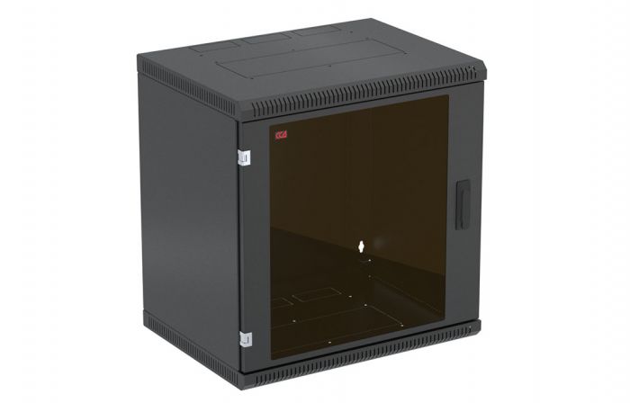 Шкаф телекоммуникационный настенный разборный черный 19”,12U(600x550), ШТ-НСр-12U-600-550-С-Ч дверь стекло ССД