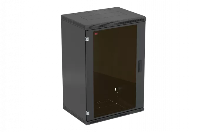 Шкаф телекоммуникационный настенный разборный черный 19”,18U(600x550), ШТ-НСр-18U-600-550-С-Ч дверь стекло ССД