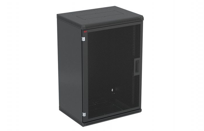 Шкаф телекоммуникационный настенный разборный черный 19”,18U(600x450), ШТ-НСр-18U-600-450-П-Ч дверь перфорированная ССД