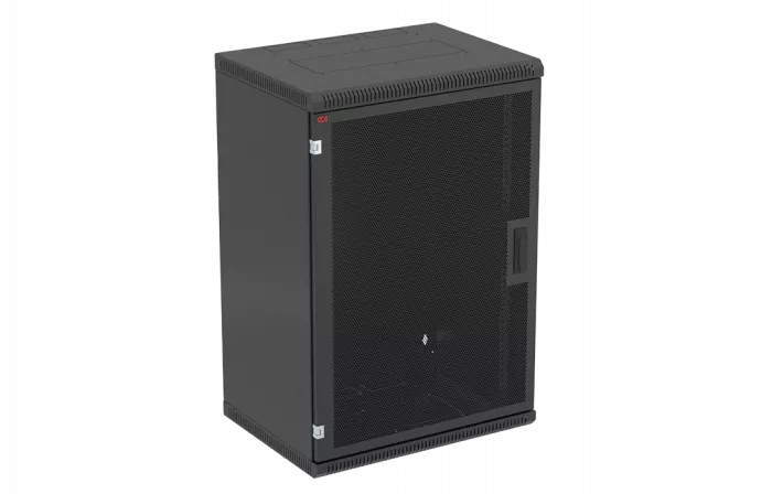 Шкаф телекоммуникационный настенный разборный черный 19”,18U(600x550), ШТ-НСр-18U-600-550-П-Ч дверь перфорированная ССД