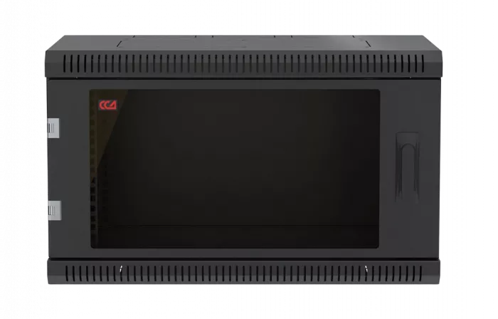 Шкаф телекоммуникационный настенный разборный черный 19”,6U(600x550), ШТ-НСр-6U-600-550-С-Ч дверь стекло ССД