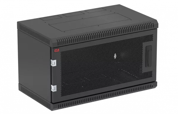 Шкаф телекоммуникационный настенный разборный черный 19”,6U(600x650), ШТ-НСр-6U-600-650-П-Ч дверь перфорированная ССД