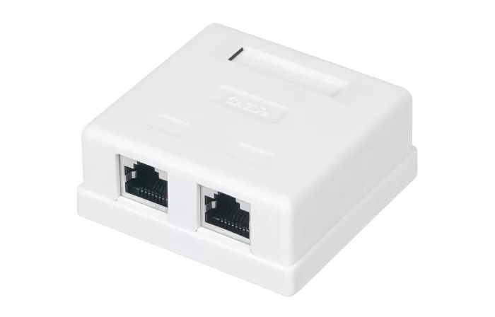 WRline WR-WS-8P8C-C5E-SH-2 Розетка компьютерная RJ-45, категория 5e, экранированная, двойная, внешняя, Dual IDC, цвет белый