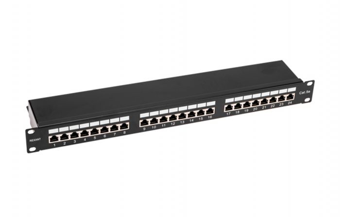 02-0041 REXANT PRO Патч-панель 19", 1U, 24 порта, STP, RJ-45, CAT 5e