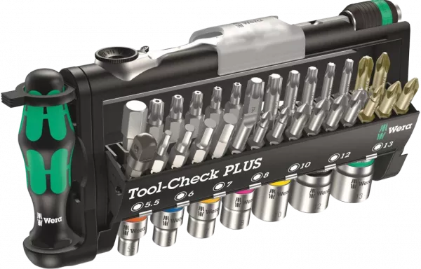WE-056490 Tool-Check PLUS Набор бит и головок с трещоткой и отвёрткой-битодержателем, 39 пр.