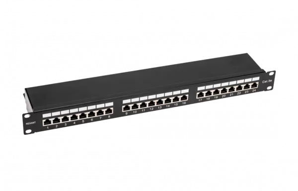 02-0041 REXANT PRO Патч-панель 19", 1U, 24 порта, STP, RJ-45, CAT 5e