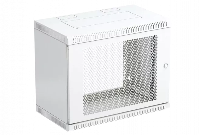 Шкаф телекоммуникационный настенный разборный 19”,9U(600x350), ШТ-НСр-9U-600-350-П дверь перфорированная ССД