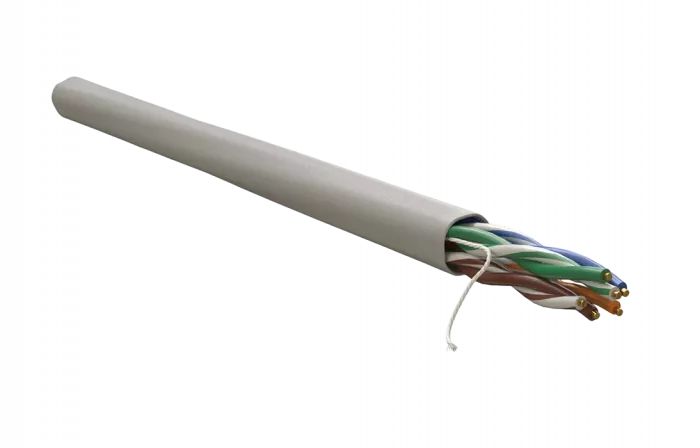 WRline WR-UTP-4P-C5E-LSZH-GY Кабель витая пара, неэкранированный U/UTP, категория 5e, 4 пары (0,50 мм), одножильный, внутренний, LSZH, нг(A)-HF, серый, 305 м