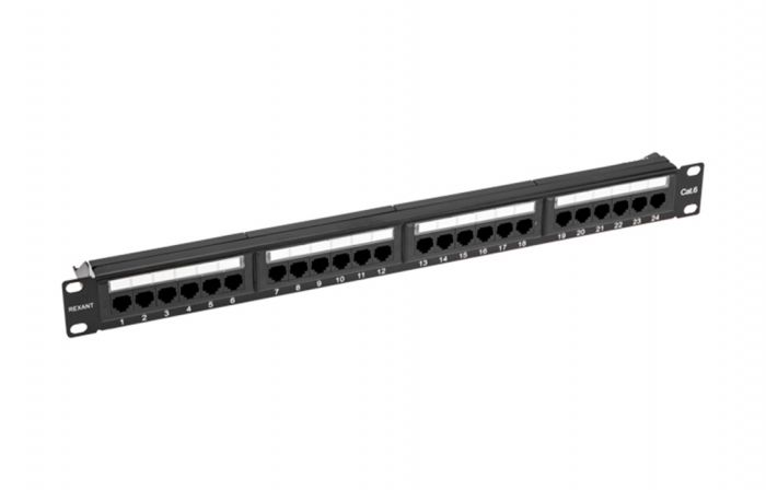 02-0231 REXANT PRO Патч-панель с кабельным органайзером 19", 1U, 24 порта, RJ-45, CAT 6, UTP